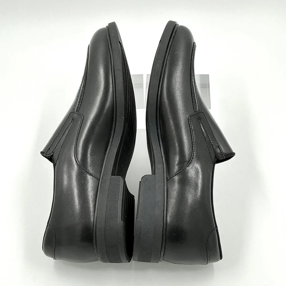 Nordstrom Rack Mens Size 12 Black Leather Slip On Loafers Ortholite